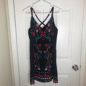 Xhilaration black floral strappy dress size S